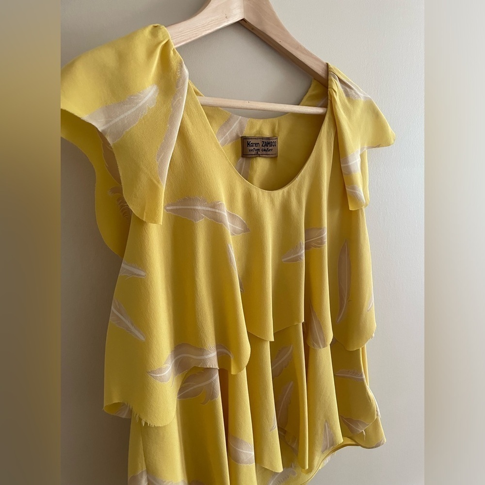 Karen Zambos Vintage Couture Silk Scalloped Top - Picture 2 of 6